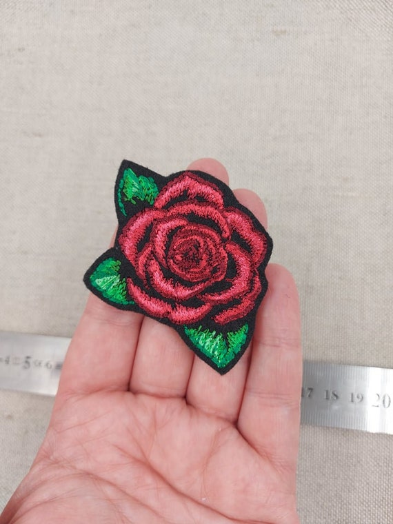 Patches zum Aufbügeln Rose Blumen rot niedlich Aufnäher Dekoration Applikation 