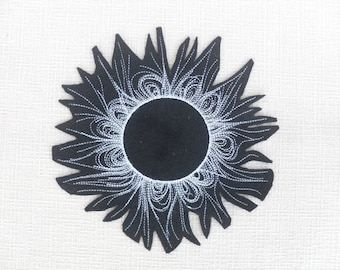 Solar Eclipse iron on patch, Sun and Moon patch, Iron on Patch, Patches for jackets, fairytale gift