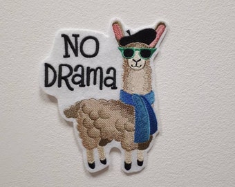 No drama llama iron on patch, brown coffe llama mama embroidery Patches for jackets