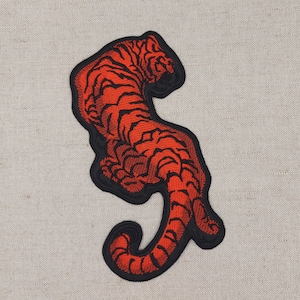 Red Tiger opstrijkbare patch, Patches voor jassen, Grote patch, applique naaien, Big Cats, Indiase tijger