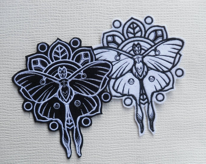 Luna Moth Moon Phase Embroidered Patch Canvas Patch - Back Pack Patch ...