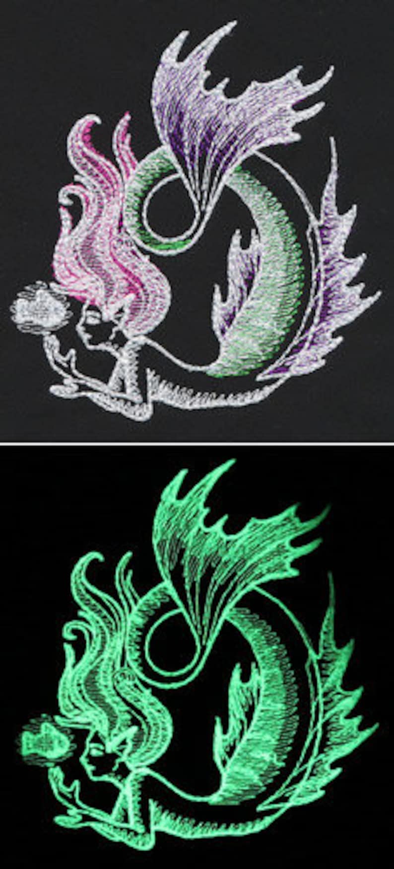 Bioluminescence Mermaid iron on patch glow in the dark Etsy