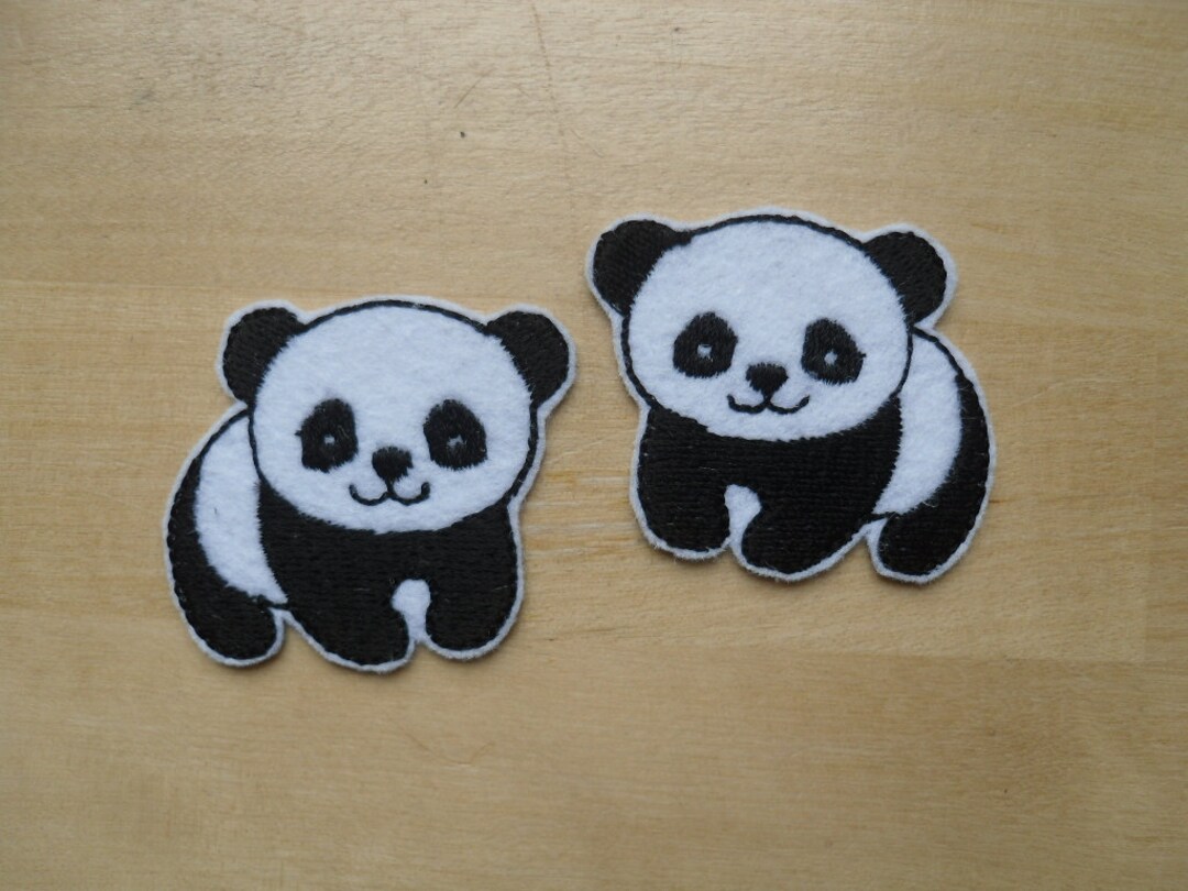 PANDA Patch / Panda Iron on Embroidery Applique / Feltie Patch set 2 ...