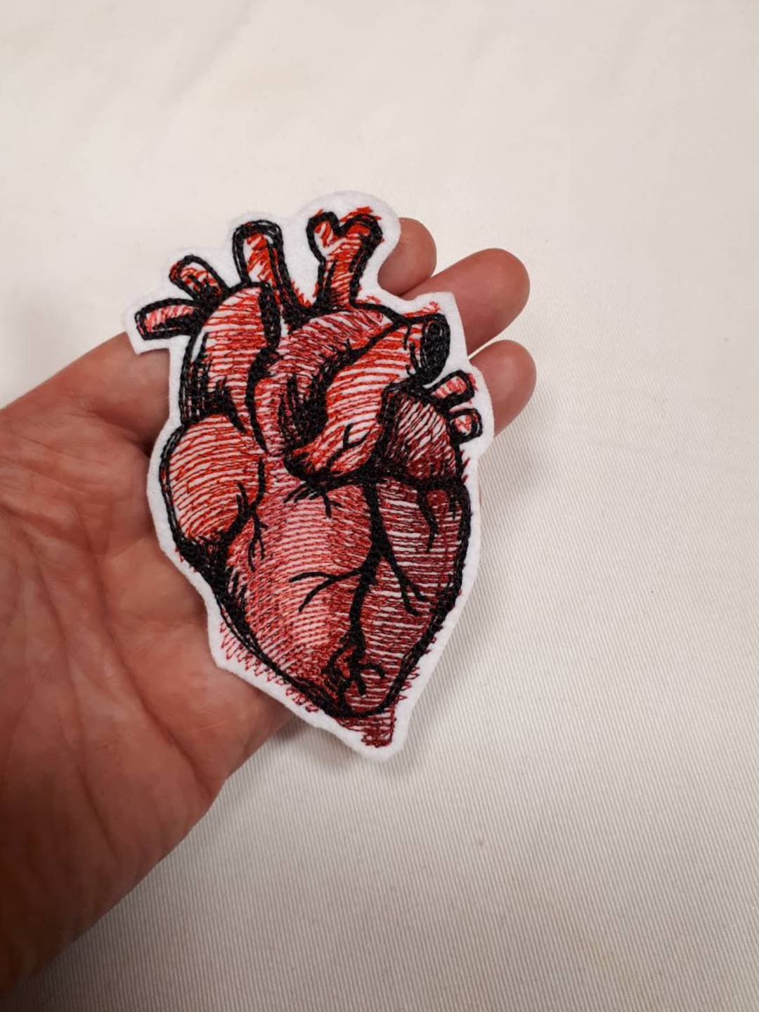 Anatomical Heart Iron on Patch, Human Heart, Embroidery Patches