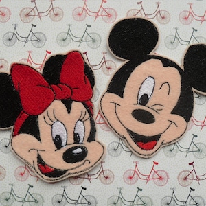 Mickey & Minnie Mouse iron on patch, sew applique, set patches