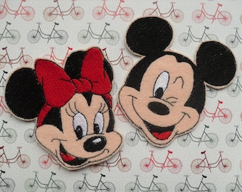 Mickey & Minnie Mouse iron on patch, sew applique, set patches