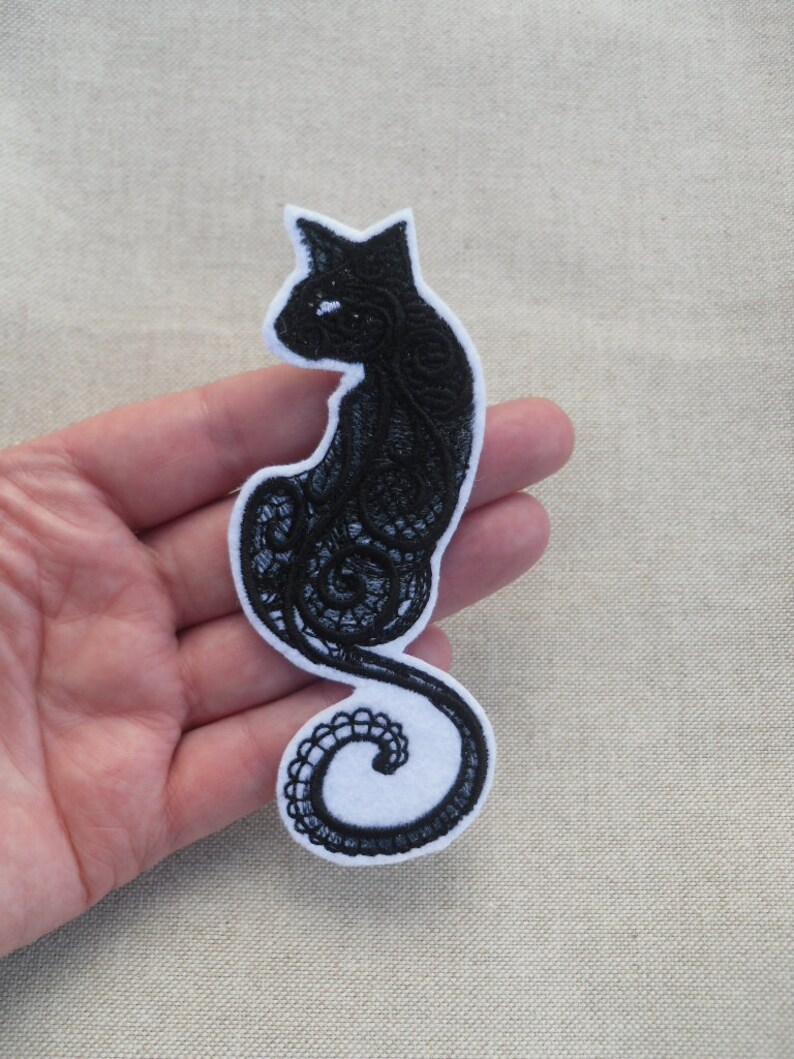 Black Cat iron on patch for jackets embroidered iron on Etsy