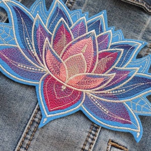 Lotus flower iron on patch for Jacket Patches