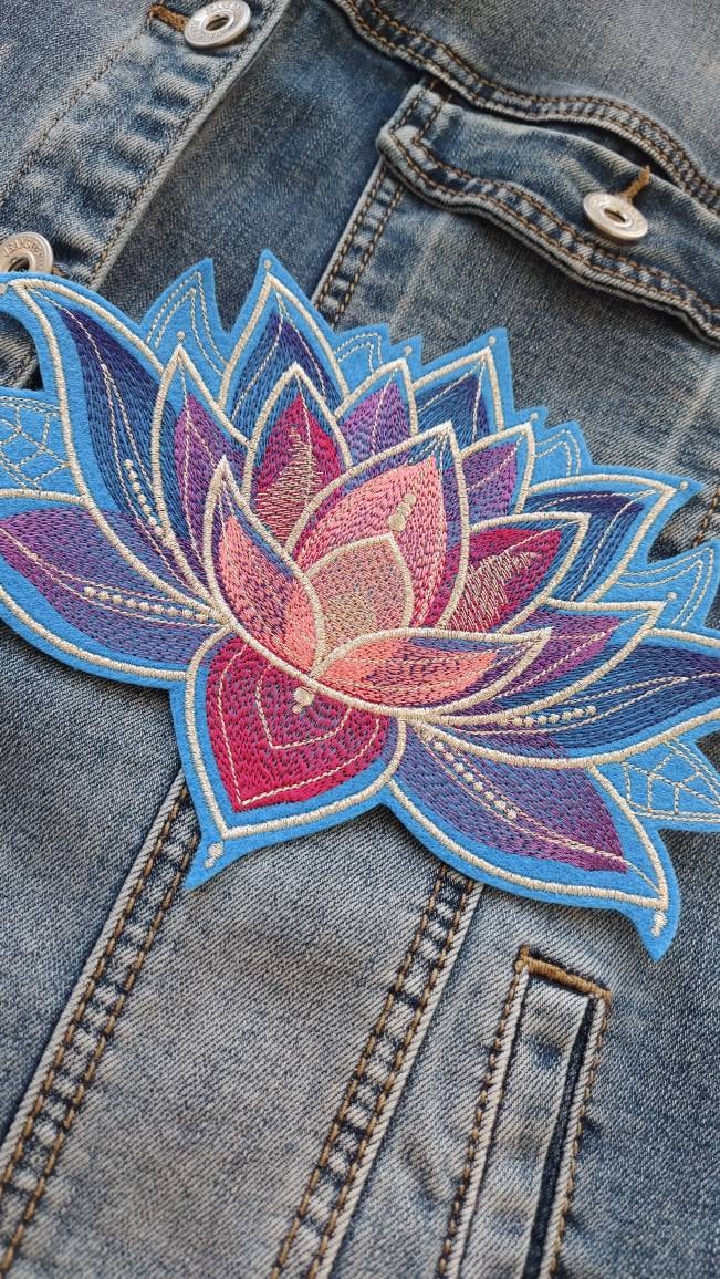 Lotus flower iron on patch for Jacket Patches