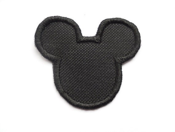 Mickey Mouse Patch, Silhouette Patch, Fabric Embroidered , Small