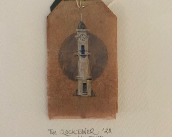 Woodend Clock Tower - Tea bag Art