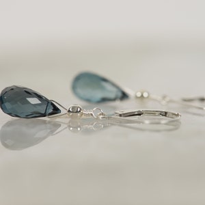 Genuine London Blue Topaz Earrings, Topaz Jewelry, December Birthstone, Natural Blue Topaz Drop Earrings