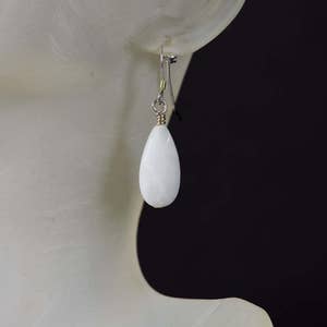 White Quartzite Earrings, Natural Gemstone Drop Earrings