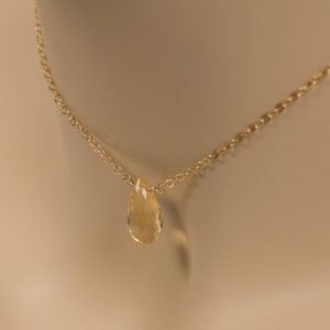Citrine Choker, Simple Jewelry Citrine Gemstone Pendant, Layering Dainty Genuine Citrine with Gold Filled Chain, November Birthstone