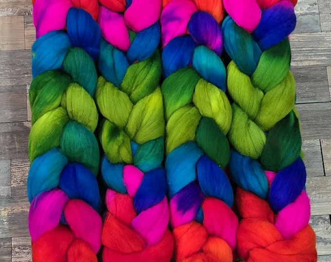 Featured listing image: 19.5 Micron Hand-Dyed Merino Roving - 4oz. Braid.