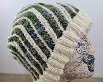 Knit Hat, Handmade Beanie, Wool Hat, Handspun Yarn