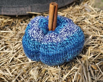 Handspun, wool stuffed knit pumpkin