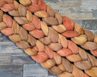 19.5 Micron Hand-Dyed Merino Roving - 4oz. Braid.