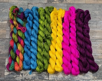Bundle of 12 Hand Dyed Wool and Silk Embroidery Thread by Terrafibres, IDIC Colorway