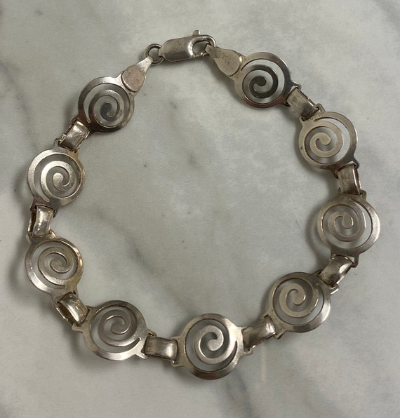 STERLING Bracelet Scroll Design Silver 925 Vintag… - image 2