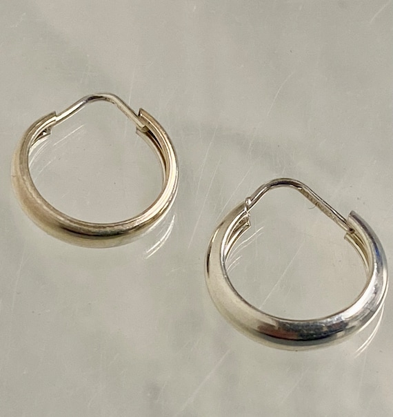 Vtg Sterling Silver Hoop Earrings 15mm Pierced Ro… - image 4
