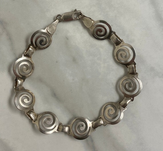 STERLING Bracelet Scroll Design Silver 925 Vintag… - image 1