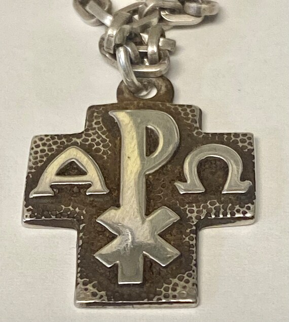 Vtg STERLING CREED Cross and Necklace Alpha Omega… - image 4