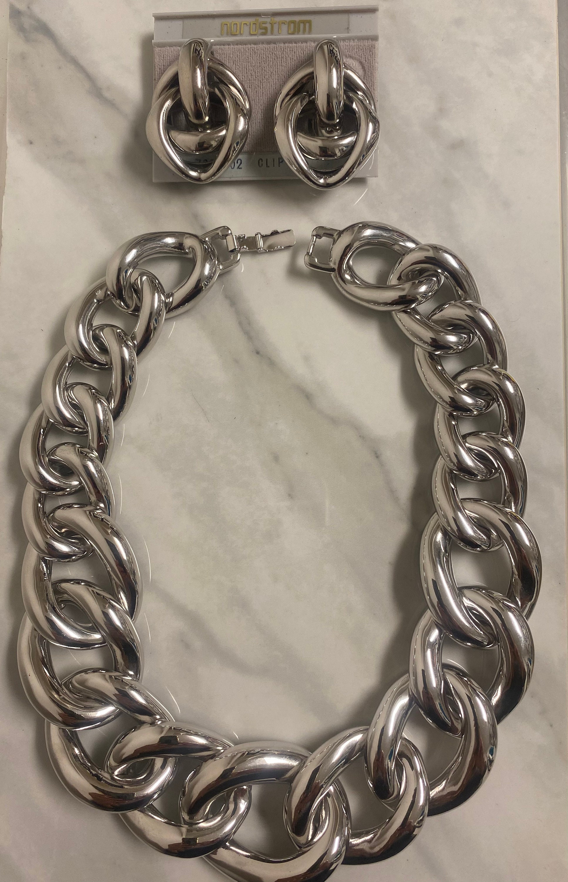 Vtg NEW GIVENCHY Necklace Silver Tone Bold Chunky Graduated Vtg NEW GIVENCHY Necklace Silver Tone Bold Chunky Graduated