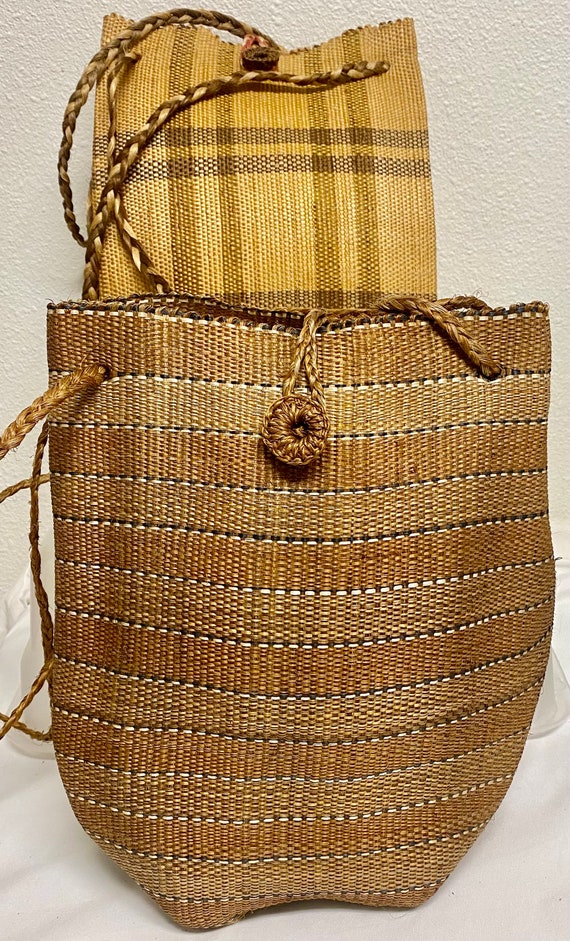 Vtg Mexican Artisan Tote Bag Burlap Handmade 1980s