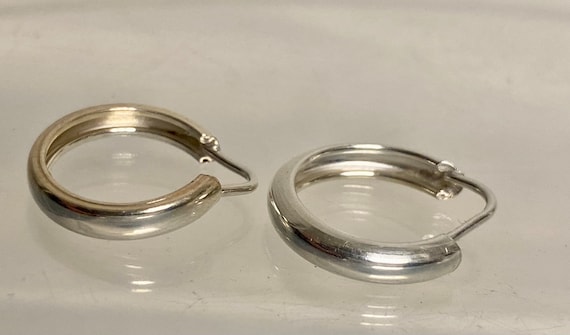 Vtg Sterling Silver Hoop Earrings 15mm Pierced Ro… - image 2