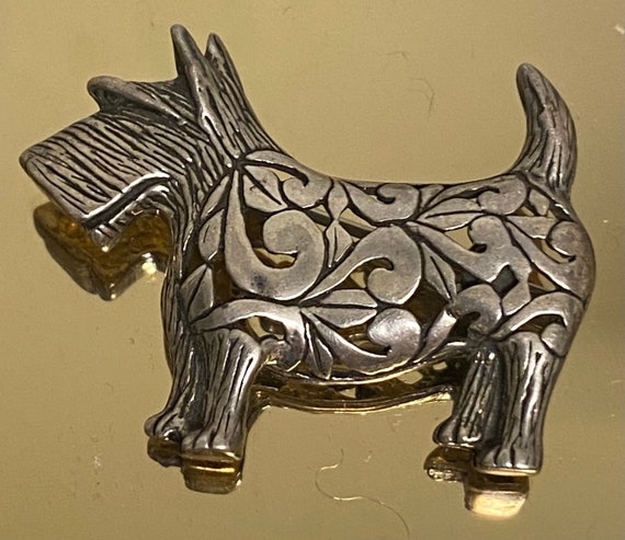 Vtg STERLING Silver Jezlaine Scottish Terrier Dog… - image 1