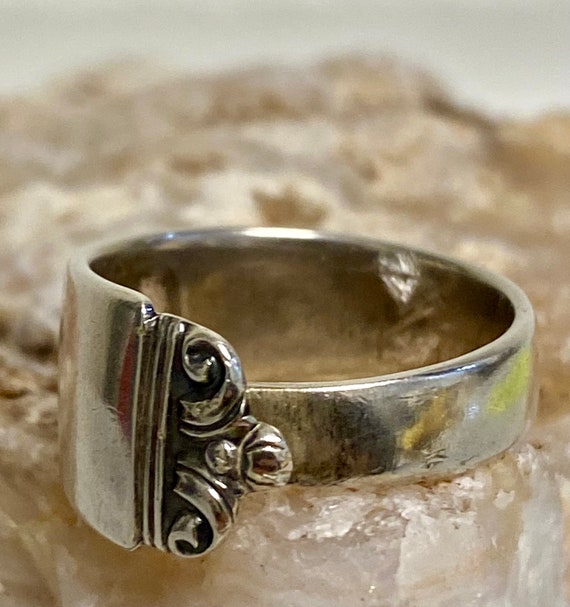 Vtg STERLING Spoon Silver Ring Adjustable 4.5 to … - image 2