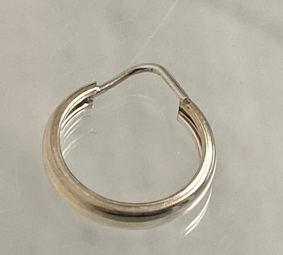 Vtg Sterling Silver Hoop Earrings 15mm Pierced Ro… - image 7
