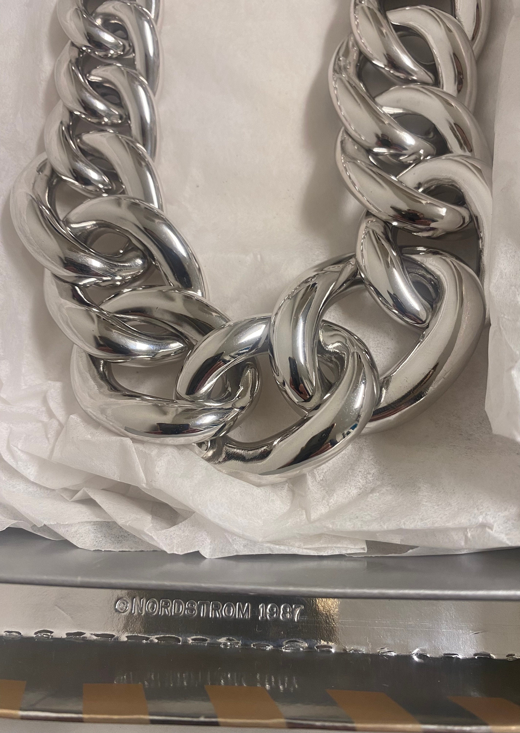 Vtg NEW GIVENCHY Necklace Silver Tone Bold Chunky Graduated Vtg NEW GIVENCHY Necklace Silver Tone Bold Chunky Graduated