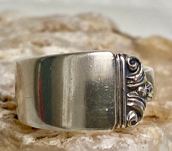 Vtg STERLING Spoon Silver Ring Adjustable 4.5 to … - image 1