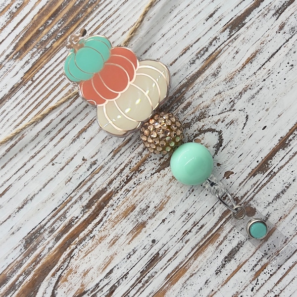 Stacked Pumpkin Badge Reel / ID Badge Holder