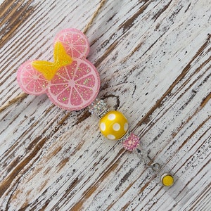Pink Lemonade Mouse Ear Badge Reel