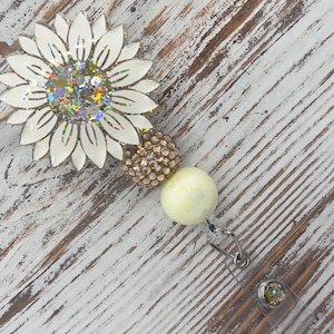 Champagne Sunflower Badge Reel / ID Badge Holder