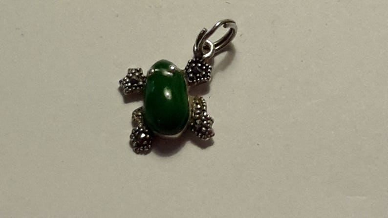 Vintage Sterling Frog Charm ~ Green Enamel Marcasite Frog ~ Frog Prince Charm ~ Frog Bracelet Charm ~ Frog Pendant Charm ~ 3 Dimensional