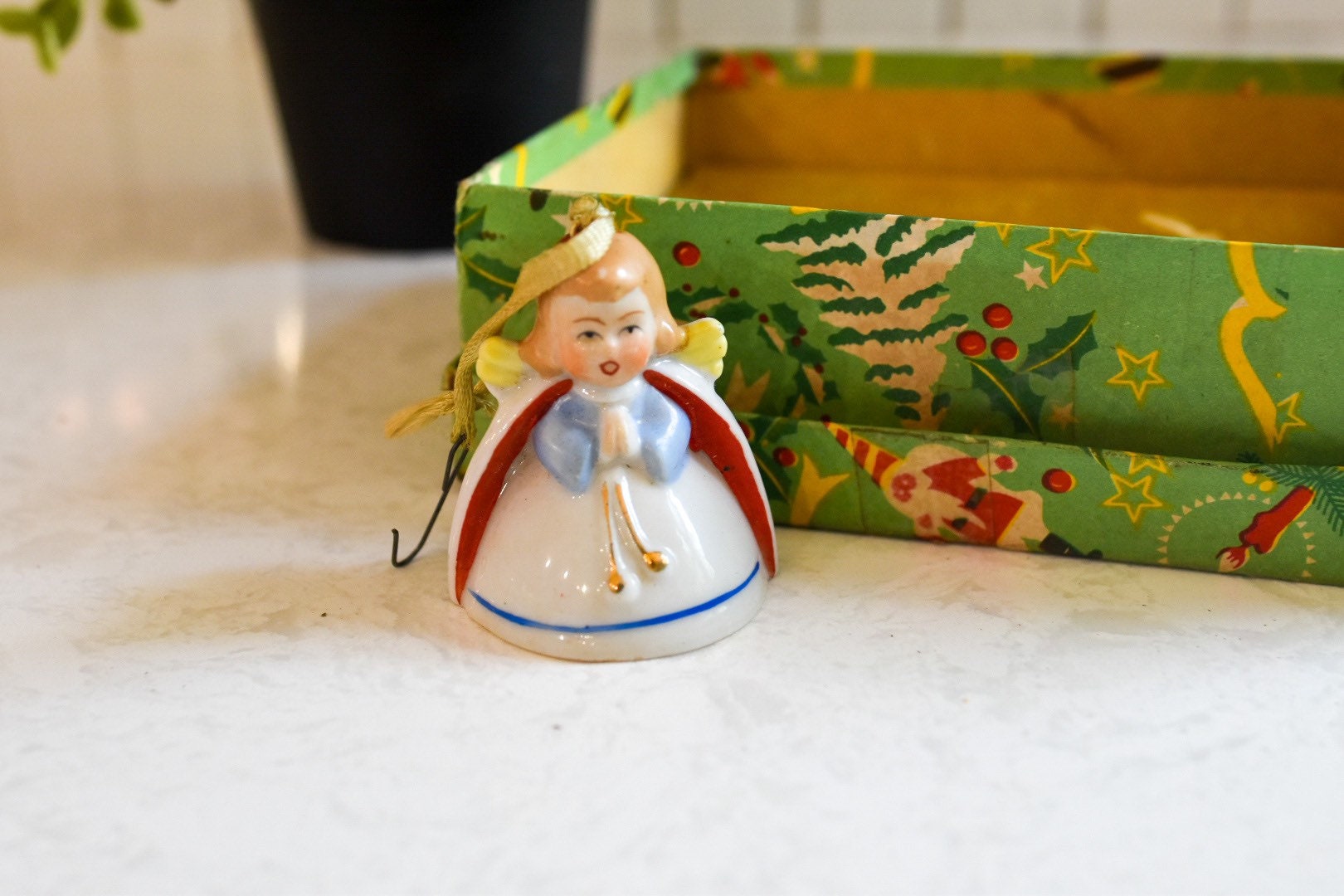 Vintage Porcelain Angel Ornament Set Etsy