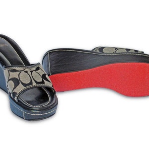 Slip Resistant Rubberized Shoe Sole Cover Pads for Flats, Wedges, or Platforms - Available in Black, Clear, or Red