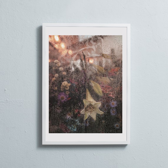 Limited edition photography art print of flowers in a rainy flower market in Copenhagen.