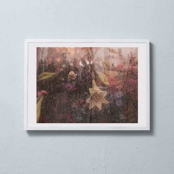 Limited edition photography art print of flowers in a rainy flower market in Copenhagen.