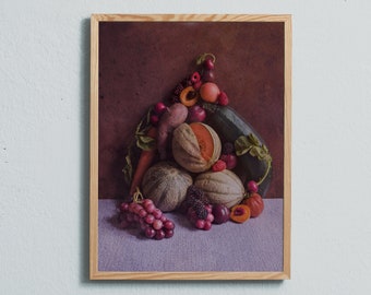 Art photography print of fruit and vegetable still-life. Printed on matte paper of fine art quality. By Ulrika Ekblom Photo