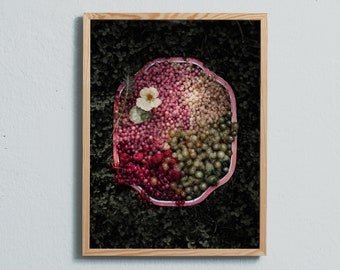 Art photography print of summer berries and fruits. Printed on matte paper of fine art quality.