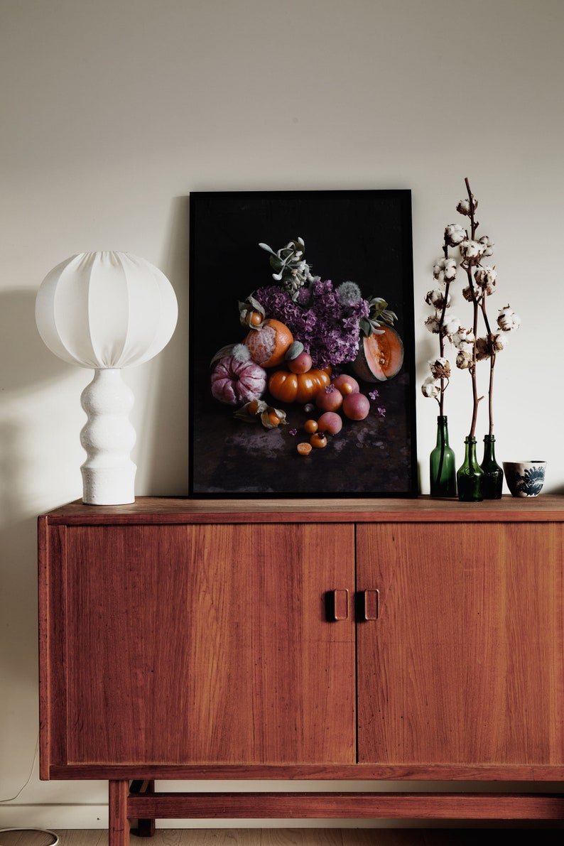 Dark art photography print of fruit, flowers and berries. Printed on matte paper of fine art quality. image 5