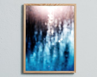 Abstract photography art print of icy water and common reed by a lake. Printed on matte paper of fine art quality.