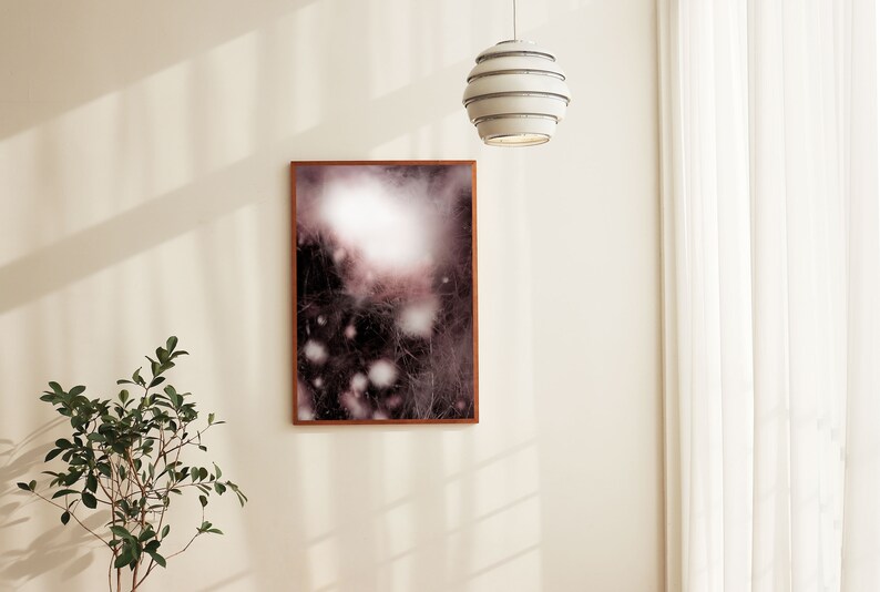 matte paper. Printed on a high quality Abstract photography art print of snowberries and grass in pink and dark burgundy