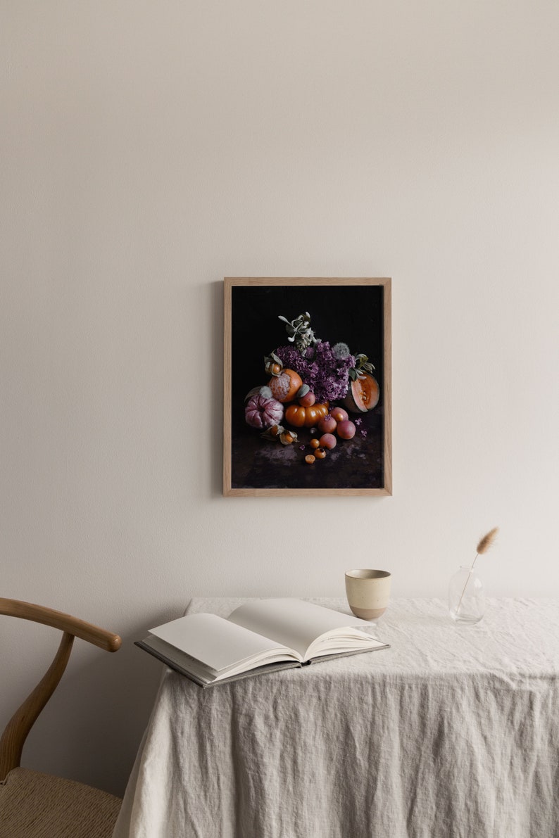 Dark art photography print of fruit, flowers and berries. Printed on matte paper of fine art quality. image 6