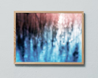 Abstract photography art print of icy water and common reed by a lake. Print is printed on a high quality, matte paper.